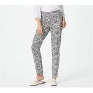 Isaac Mizhari Live! 24/7 Stretch Ikat Paisley Slim-Leg Pants - Petite Plus